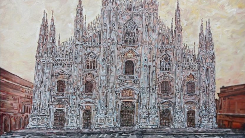 Un quadro che rappresenta il duomo di Milano