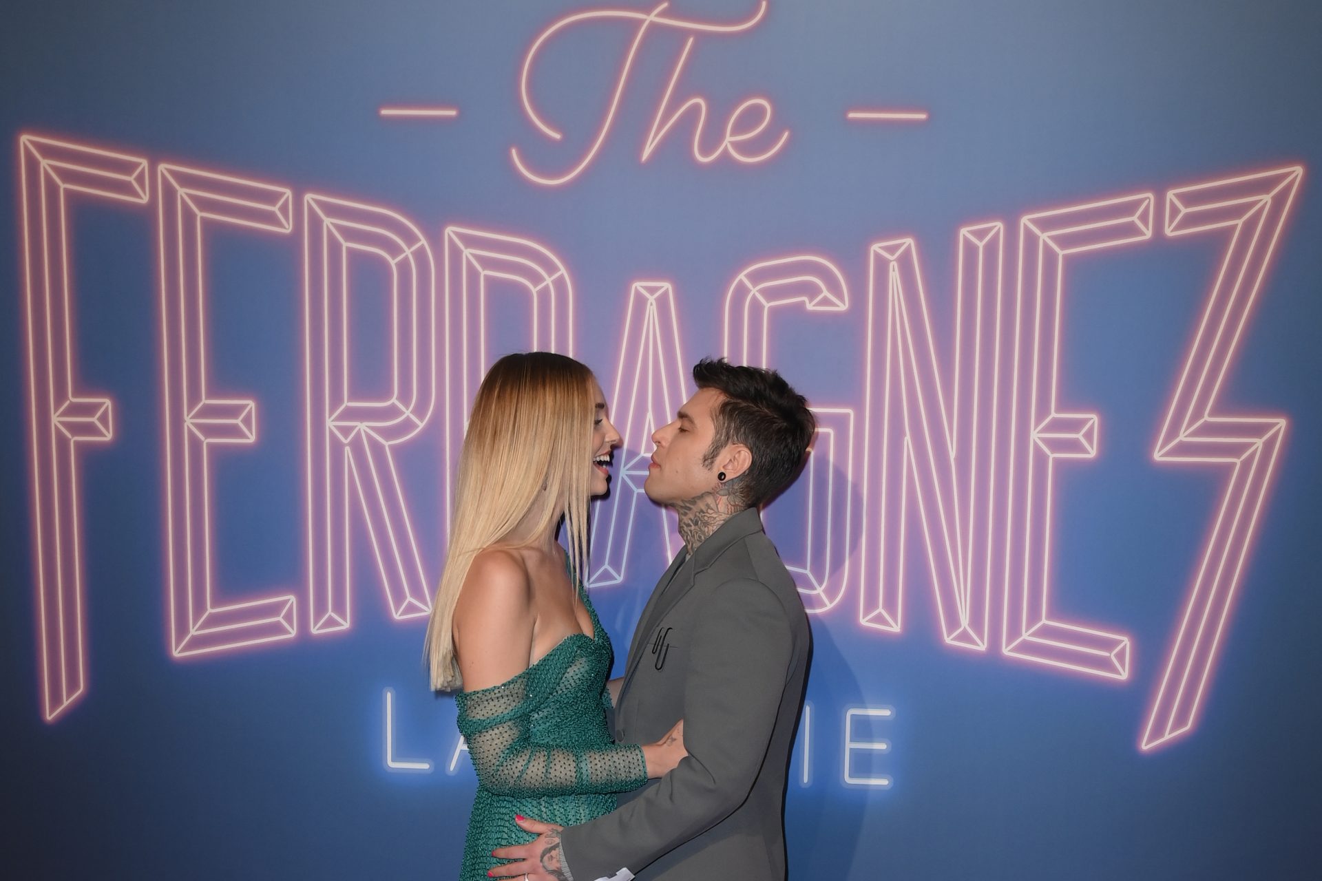 Chiara Ferragni e Fedez al lancio della serie The Ferragnez, dicembre 2021