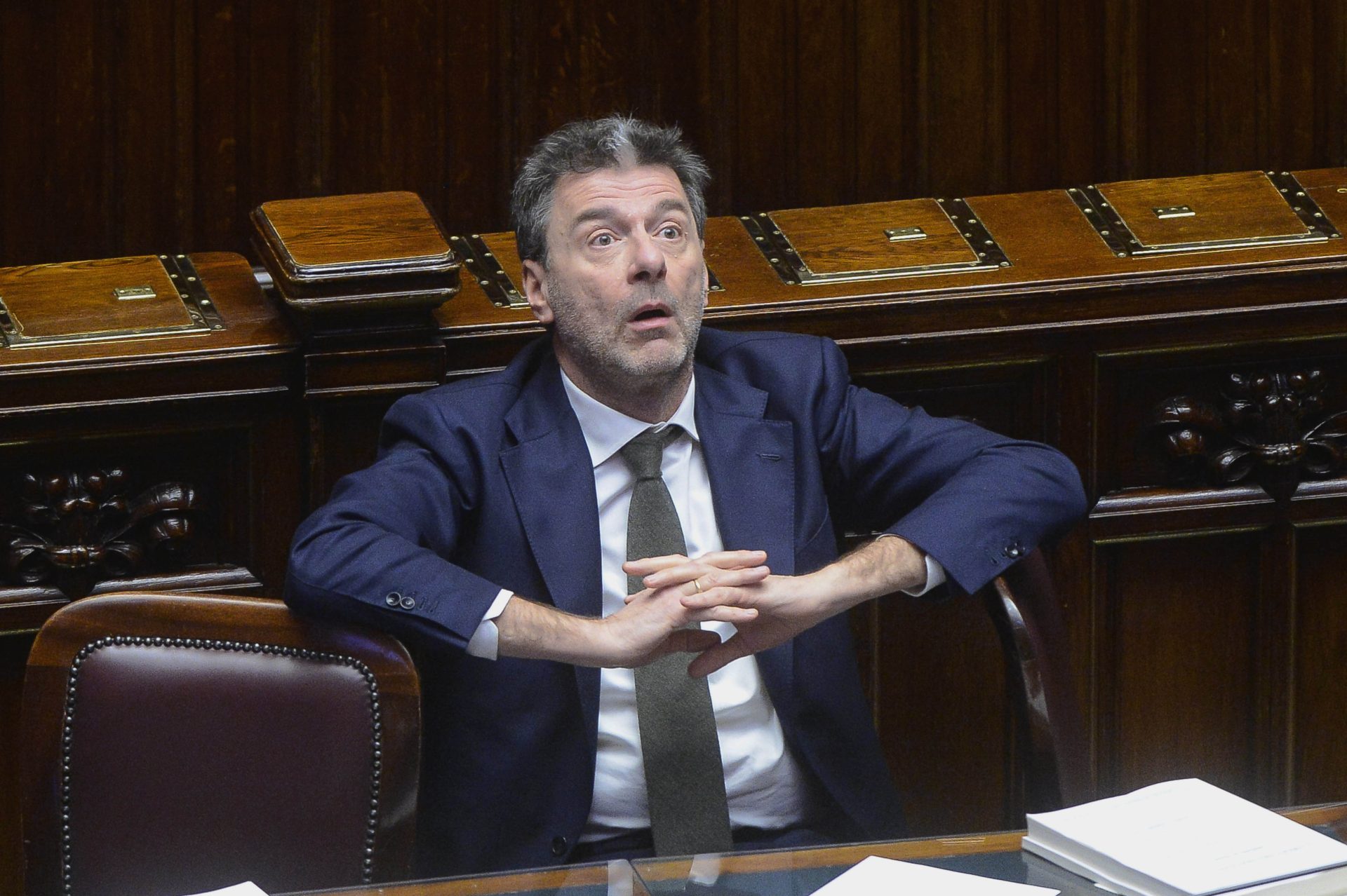 Il ministro dell'Economia e delle Finanze Giancarlo Giorgetti alla Camera