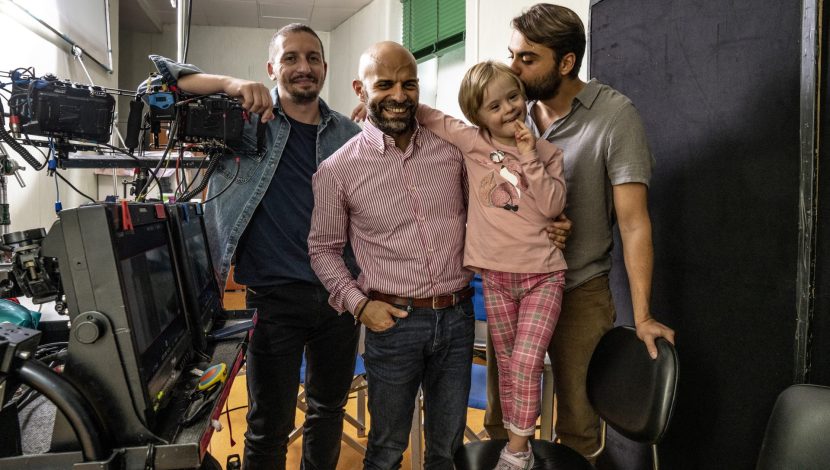 Alba e Luca Trapanese sul set del film Nata per te. Da ufficio stampa